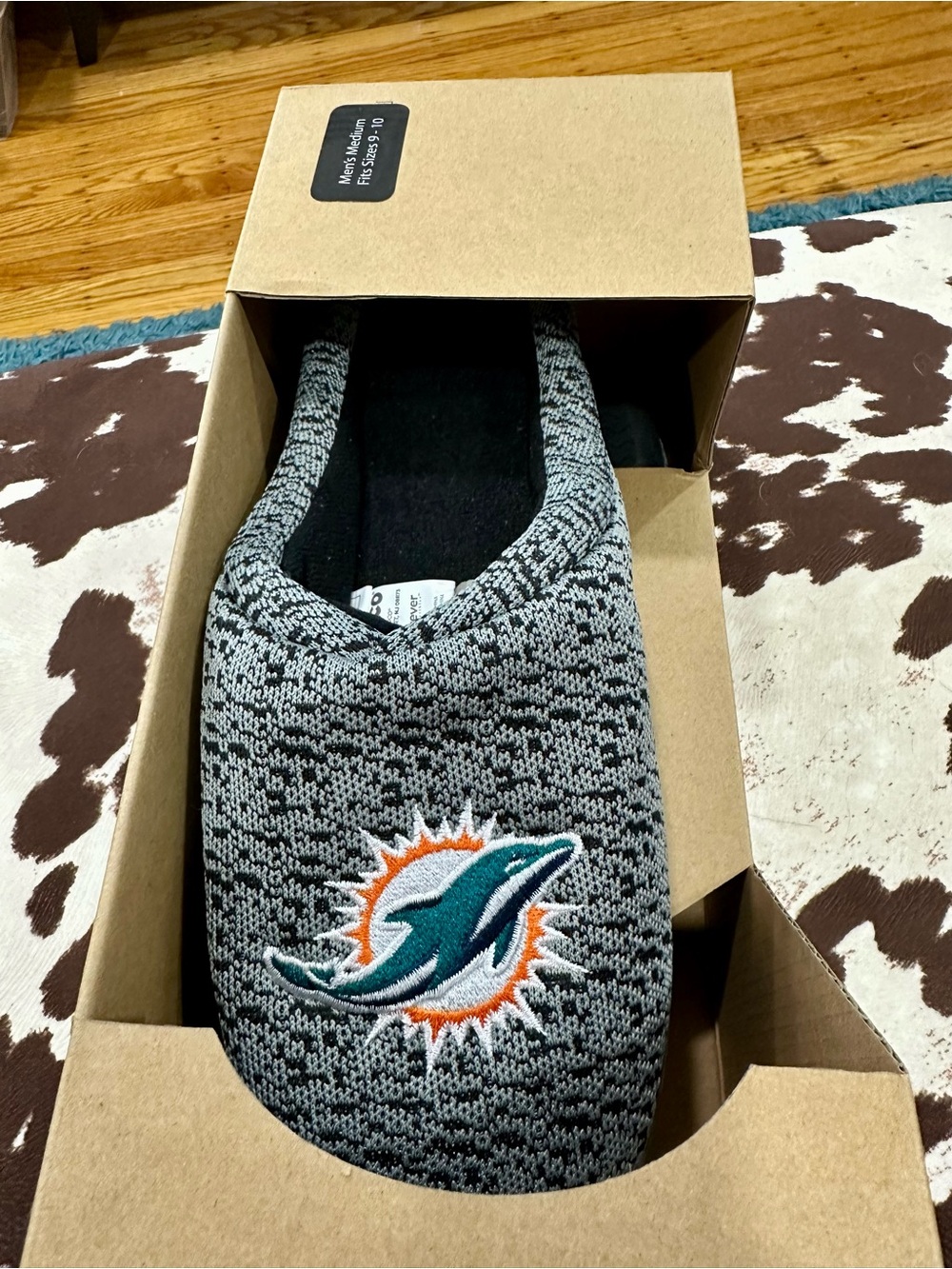 NFL Miami Dolphins Gray Knit Slippers with Team Logo